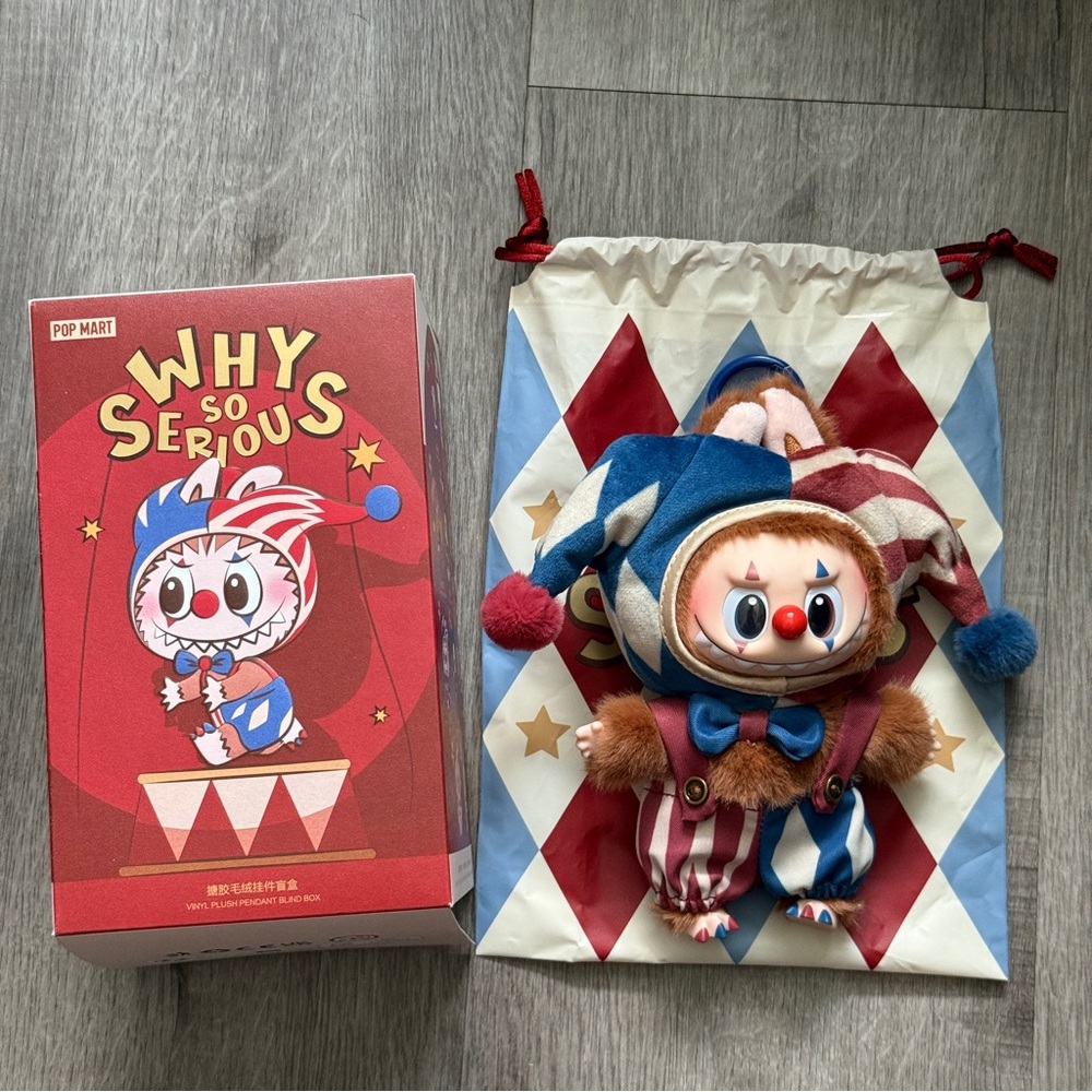 Pop Mart Why So Serious Labubu Juggling Clown Vinyl Plush Pendant Popmart